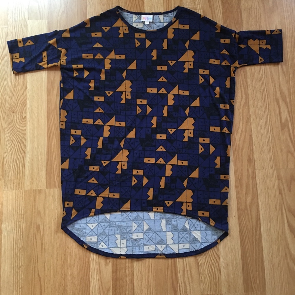 LuLaRoe Irma fun geometric print! Navy background